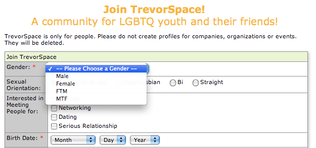 Trevor Space online registration form