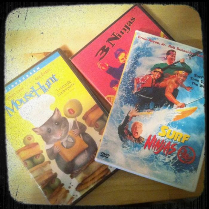 Last year my brother surprised me with a few DVDs of our 90s childhood favorites: Mouse Hunt, Honey I Shrunk the Kids, and Three Ninjas.